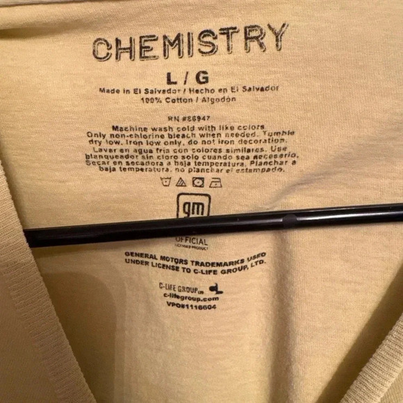 Chemistry Men’s Yellow Chevy T-Shirt - Picture 3 of 3